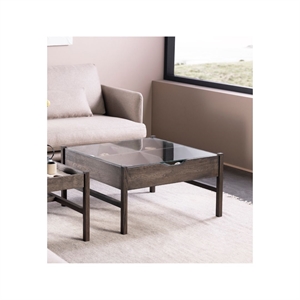 Optic Kvadratisk sofabord - Glas plade -  Massiv Mocca Brun olieret ask - Flere størrelser